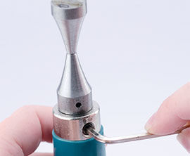 Allen wrench tightening mandrel into place